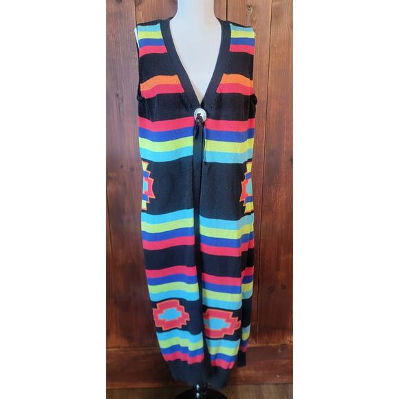 Roja Women XL Colorful Knit Duster Sweater Tribal Southwest Rare Discontinued🌵 - Picture 1 of 16